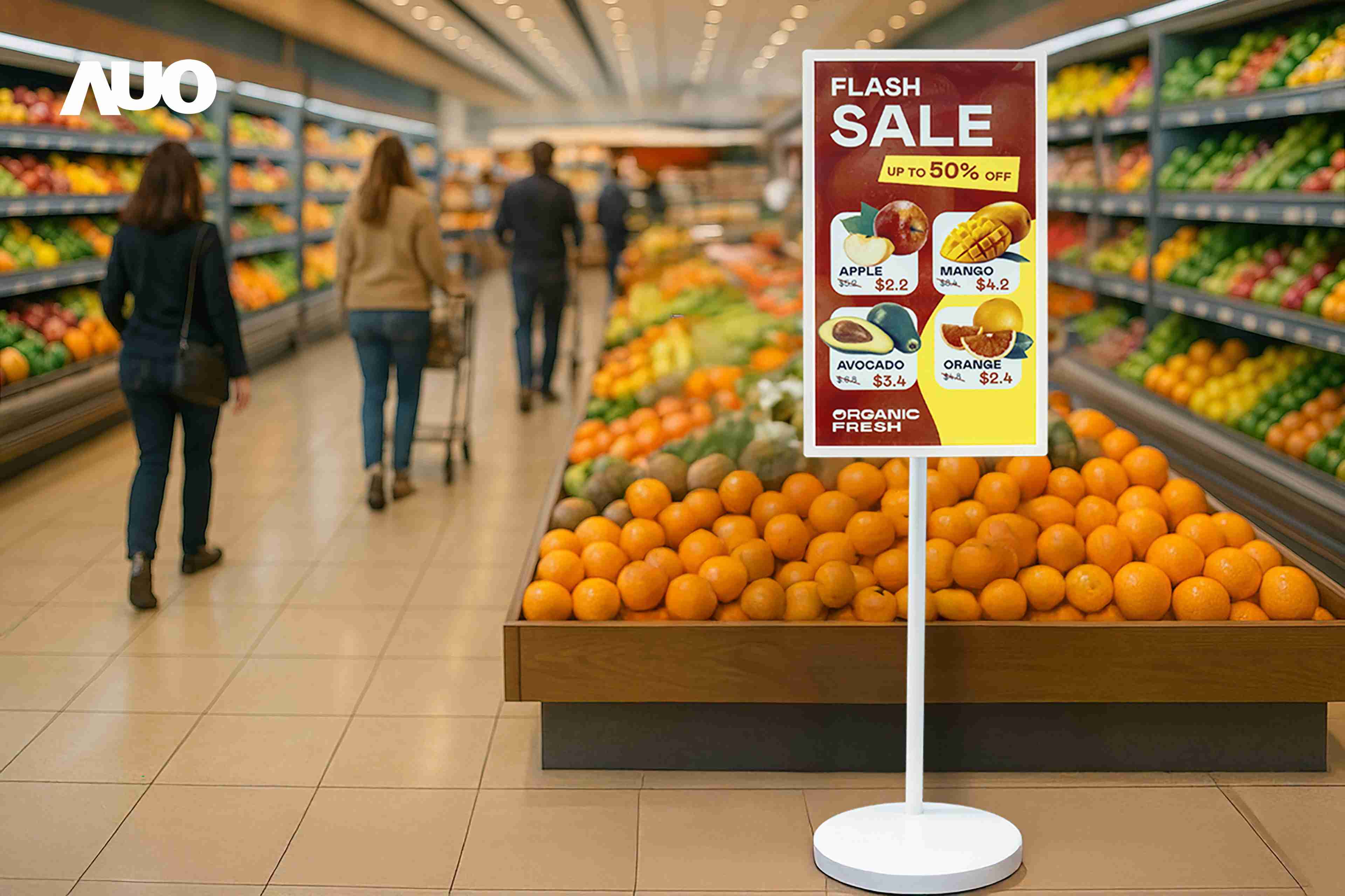 达擎首亮相低功耗、、、全彩的〝aecoPost电子纸解决方案〞，，，仅在更新画面时需要微量的电力驱动，，，无需布建电线的便捷设计，，使其可灵活应用、、、随意置放，，并可透过云端或行动装置app，，，，轻松管理及排程广告内容，，晋升店头营销利器。。